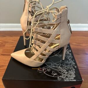Elegant Beige Strappy Heels
